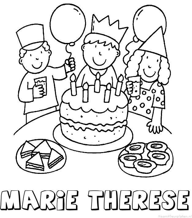 Marie therese verjaardagstaart kleurplaat